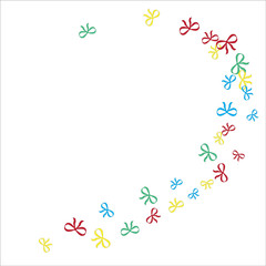 Festive Background with Colorful Bows. Cute Pattern for Postcard, Print, Banner or Poster. Small Pretty Bows For Party Decoration, Wedding, Birthday or Anniversary Invitation. Vector