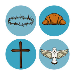 Holy week round icons icon vector illustration graphic design
