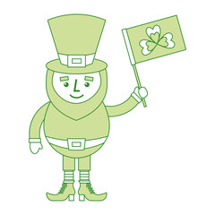 leprechaun character holding flag with clover vector illustration