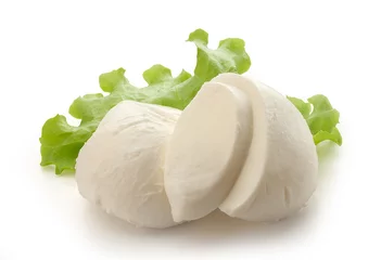 Crédence de cuisine en verre imprimé Produits laitiers Two mozzarella balls with lettuce