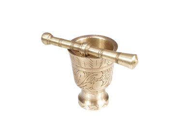 brass mortar with pestle