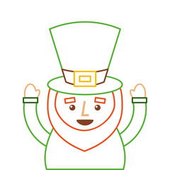 st. patricks day portrait of a leprechaun with arms up vector illustration line color design