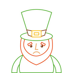 st. patricks day portrait of a sad leprechaun vector illustration line color design