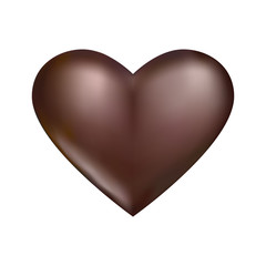 Chocolate heart. Heart of chocolate color on a white background