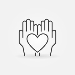 Heart in hands vector outline icon