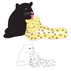 Black panther and Leopard Lover. Vector Illustration.
