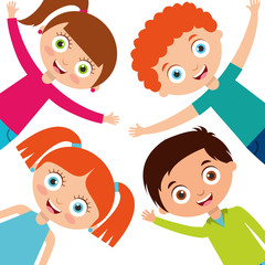 kids characters boys and girls set with happy smile vector illustration