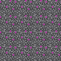 Illustrated seamless background with leaves and hearts