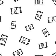 Smartphone seamless pattern background icon. Business flat vector illustration. Phone sign symbol pattern.
