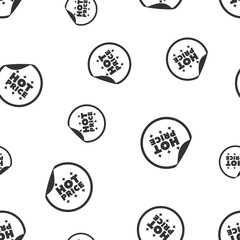 Fototapeta premium Hot price sticker seamless pattern background icon. Business flat vector illustration. Shopping sale sign symbol pattern.