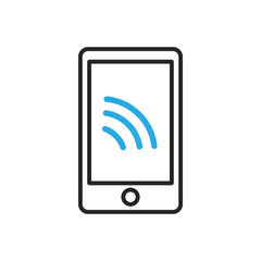 Smartphone icon. Cellphone with wireless network symbol