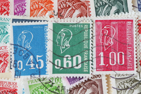 Bunte alte gestempelte Französische Briefmarken