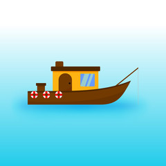 Fisherman Sailing Ship Transportation Illustration