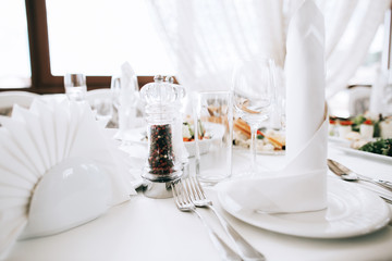 luxury decorated Table set with food for an event party or wedding reception