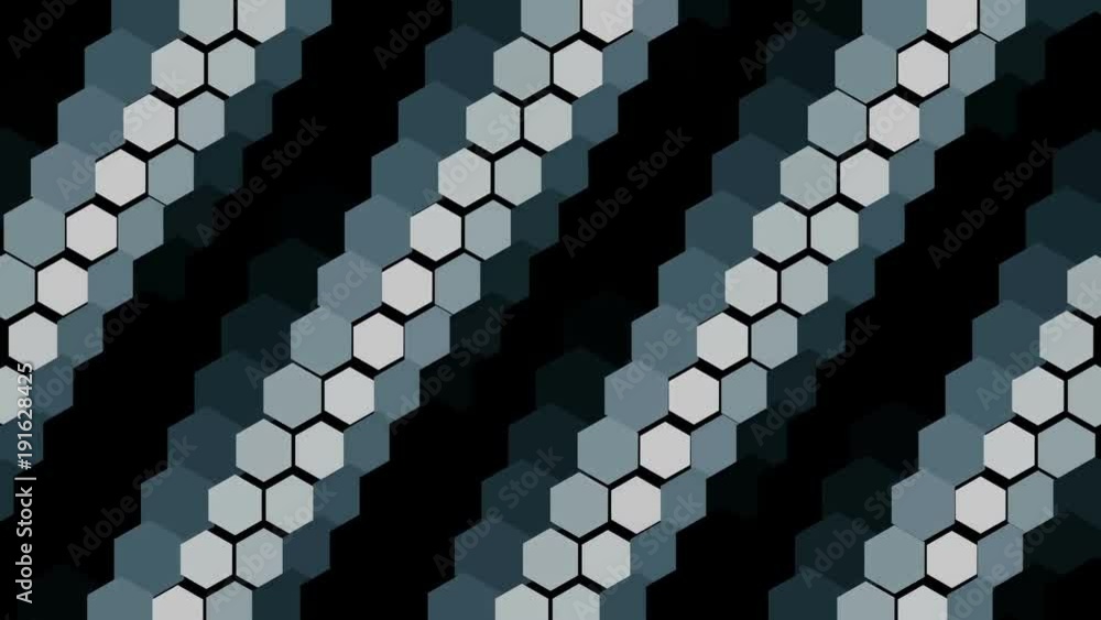 Poster abstract hexagons background random motion, 3d