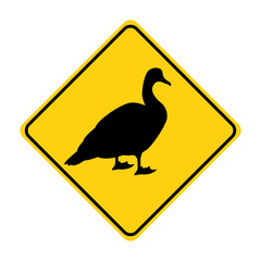 goose silhouette animal traffic sign yellow  vector