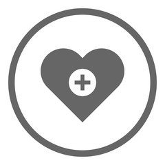 Heart with medical cross. Vector icon.