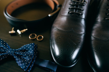 Wedding details. groom set. Men's accessories, shoes, rings