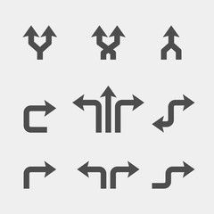 Arrows flat vector icons set