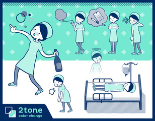 2tone type Nurse wear women_set 10