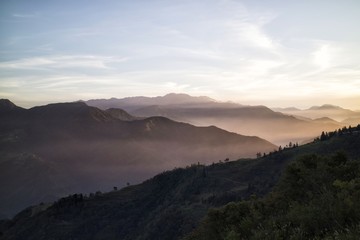 Naklejka na ściany i meble Hehuan Mountain in Morning Fog Taiwan
