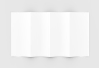 Four folded - 4-Fold - vertical brochure mock-up isolated on soft gray background. 3D illustrating.