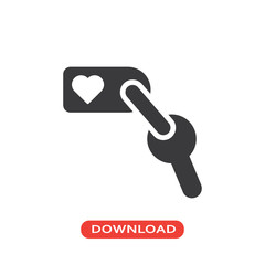  Key with heart keychain icon