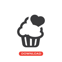 Muffin decorated with a chocolate heart icon