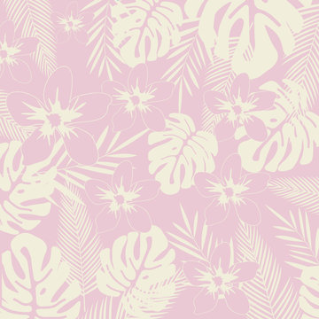 Tropical jungle leaves seamless pattern background. Tropical poster design. Monstera art print. Wallpaper, fabric, textile, wrapping paper vector illustration design