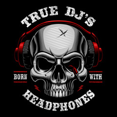 illustration of skull dj