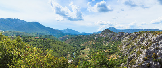 Croatia mountain landscape view with clouds on the sky