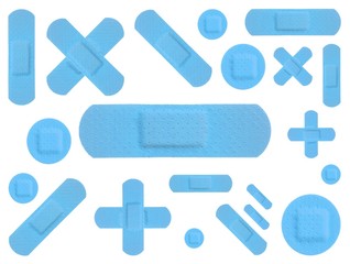 Various LIGHT BLUE Strips of ADHESIVE BANDAGES PLASTER - Medical Equipment