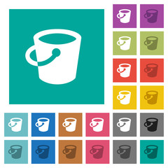 Bucket square flat multi colored icons