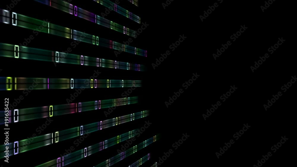 Poster the multicolored rays leaving the emptiness transmit a binary code code to the center of the screen.