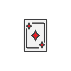 Diamonds card ace filled outline icon, line vector sign, linear colorful pictogram isolated on white. Casino playing card symbol, logo illustration. Pixel perfect vector graphics