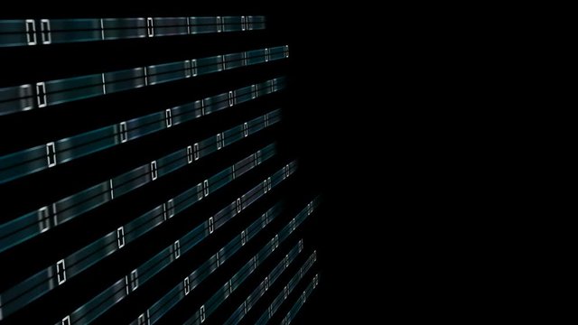 blue rays transmit a binary code code to the center of the screen . place for text .events programmers. cinematic background.