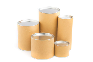 Paper cans set, isolated on white background