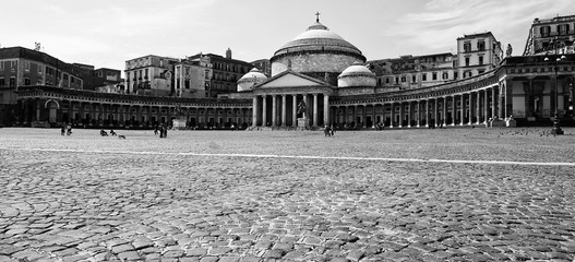 Naples Piazza del Plebiscito in black and white