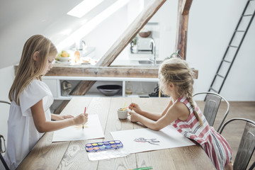 Children Drawing at Home