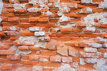 Ruined brick wall of an old building