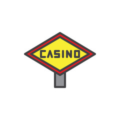 Casino billboard filled outline icon, line vector sign, linear colorful pictogram isolated on white. Symbol, logo illustration. Pixel perfect vector graphics
