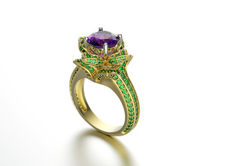 3D illustration gold rings.  Fashion accessory. Jewelry