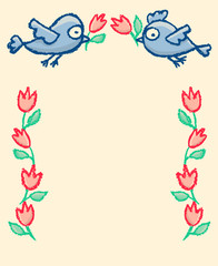 Cute little birds frame
