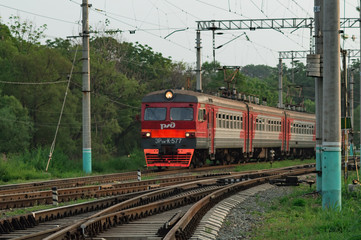 Obraz premium Suburban traine. Vladivostok electric train.