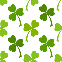 Green clover leaves seamless pattern