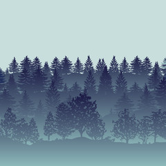 Forest trees silhouettes background