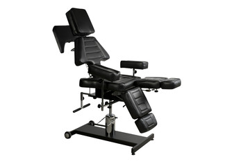 cosmetic armchair artificial leather electric folding drive wheel console frame headrest massage health treatment relaxation medicine white isolate