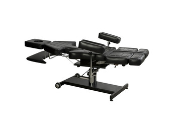 cosmetic armchair artificial leather electric folding drive wheel console frame headrest massage health treatment relaxation medicine white isolate