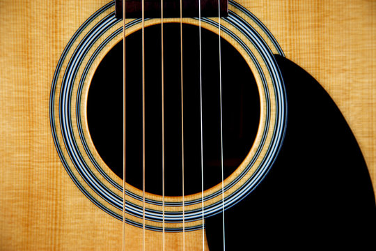 Acoustic Guitar Sound Gole Close Up View