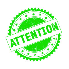 Attention green grunge stamp isolated
